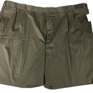 Thomas More Luxury Pleated Casual Walking Shorts Dark Khaki Sz 54 NWT MSRP $85